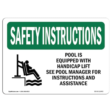 Signmission OSHA SAFETY INSTRUCTIONS, 12" Height, Decal, 18" x 12", Landscape, OS-SI-D-1218-L-11443 OS-SI-D-1218-L-11443
